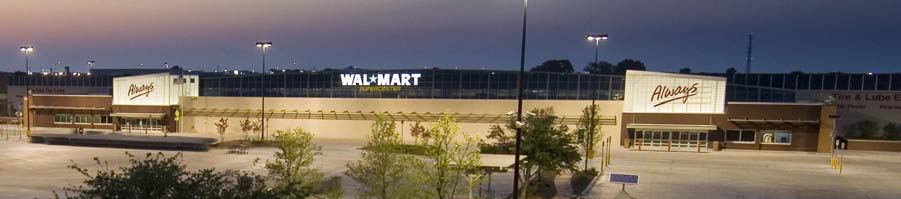 LED-lit Wal-Mart building signs at the experimental store