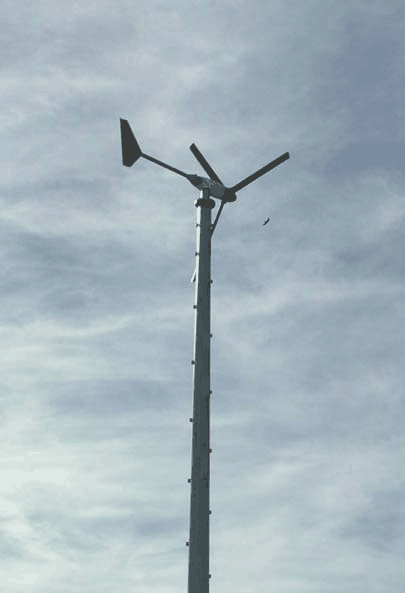 1-kW wind turbine powering the small monument sign at the side entrance